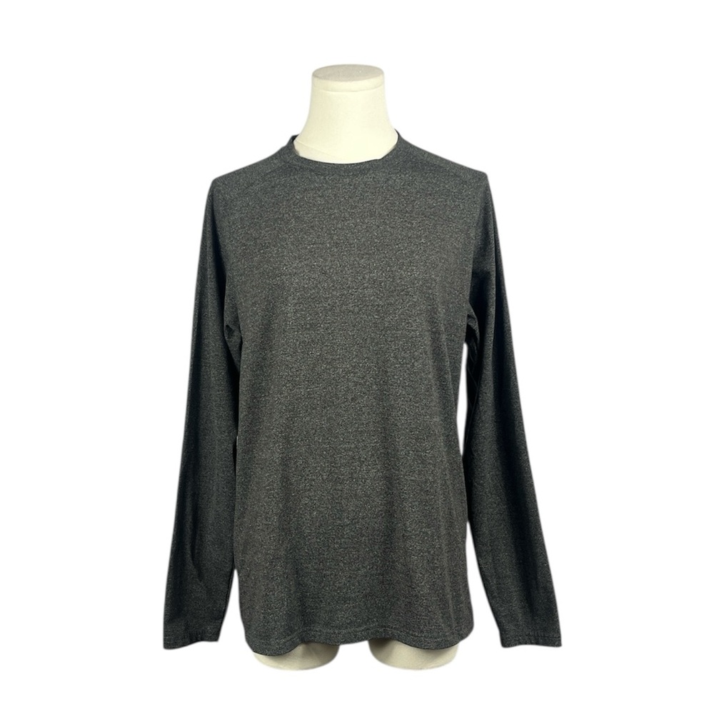 01.Algo Performance‎ Shirt Mens Heather Gray Active Long Sleeve Quick Dry.